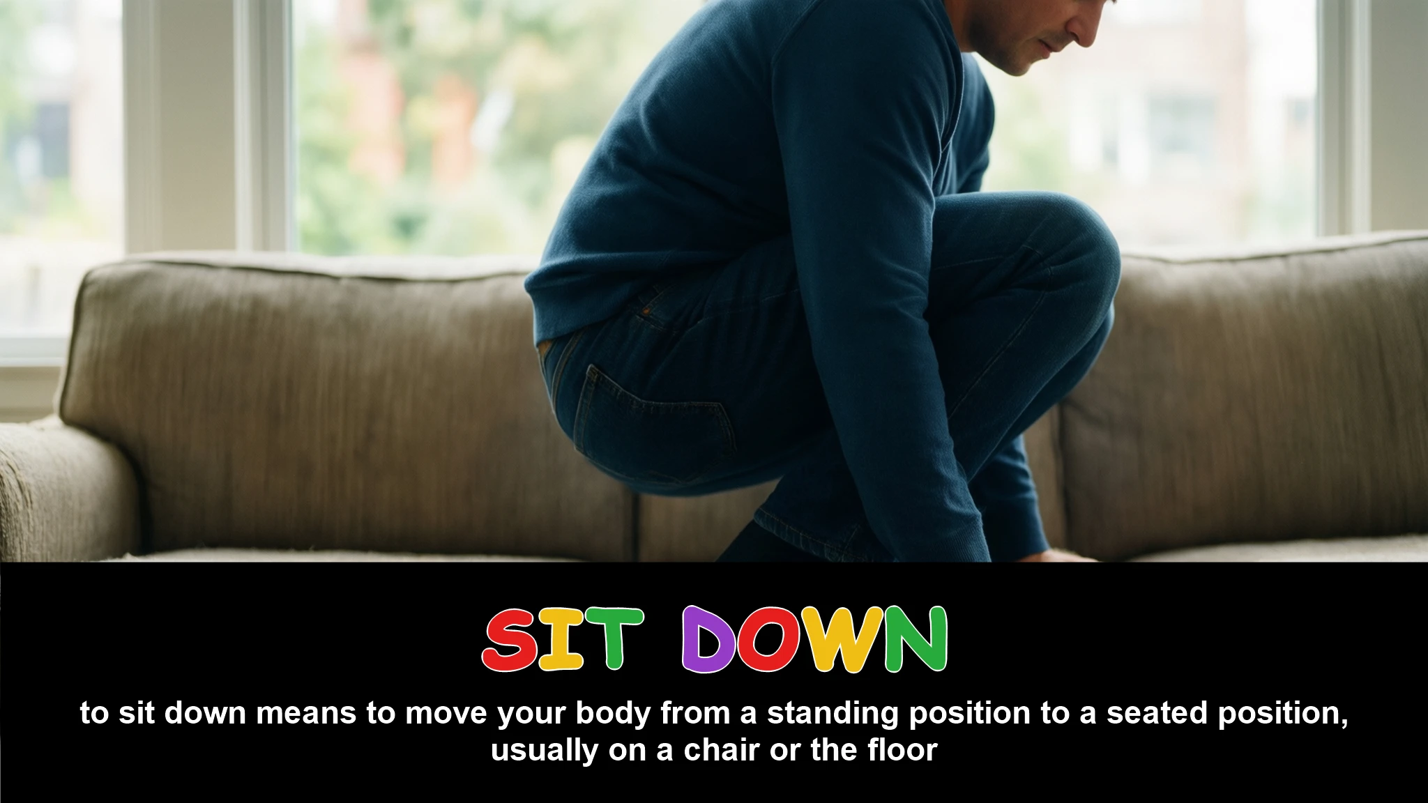 English Illustration for sit down
